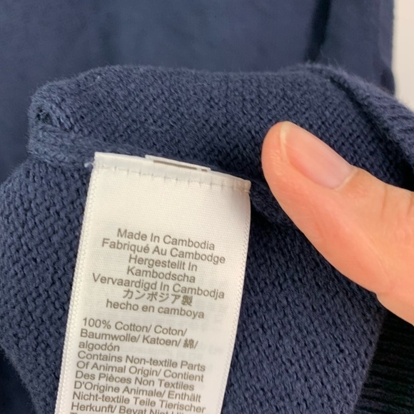 J Crew Factory Mens XL 100% Cotton half zip sweater Navy Blue Mock Neck - Picture 5 of 10